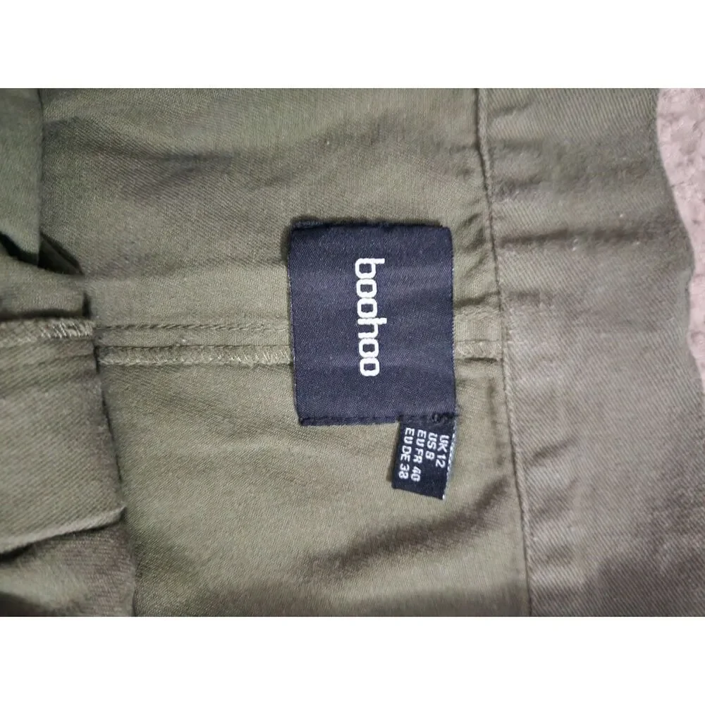 Boohoo Cut-Out Cargo Pants – Olive Green – Size US 8